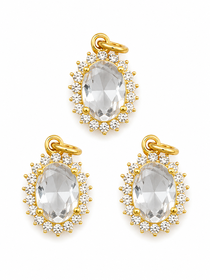 Small Crystal Oval Charm