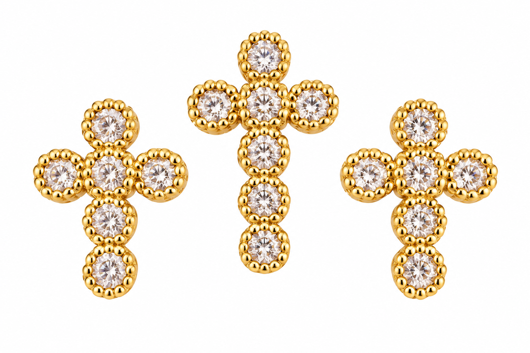 Small Micro Pave Cross Charm