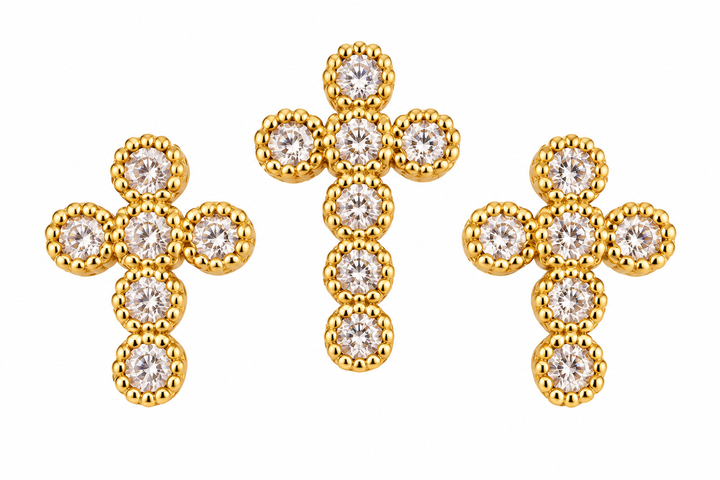 Small Micro Pave Cross Charm