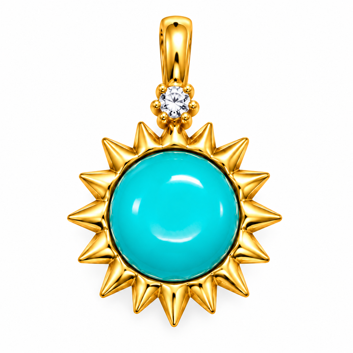 Gold plated Stone Sun pendant