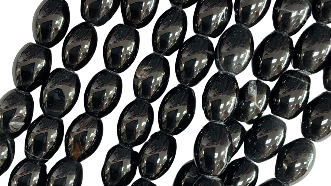 Black Agate Barrel-Oval