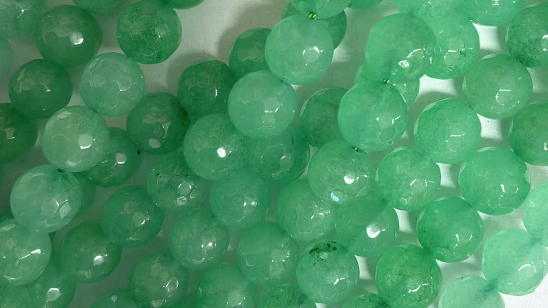 10mm  Semi-Precious Natural and Dyed Agate Round Faceted Beads