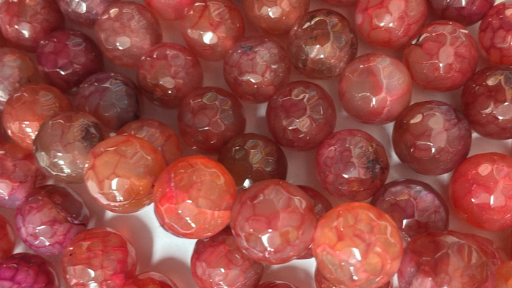 10mm  Semi-Precious Natural and Dyed Agate Round Faceted Beads