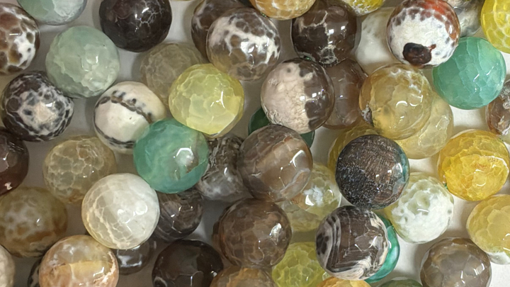 10mm  Semi-Precious Natural and Dyed Agate Round Faceted Beads