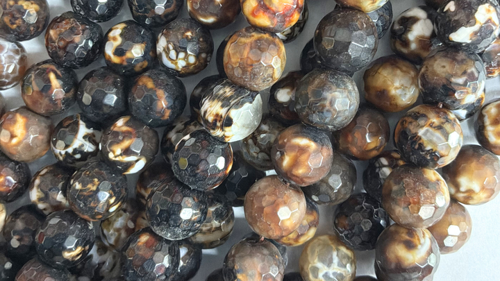 10mm  Semi-Precious Natural and Dyed Agate Round Faceted Beads