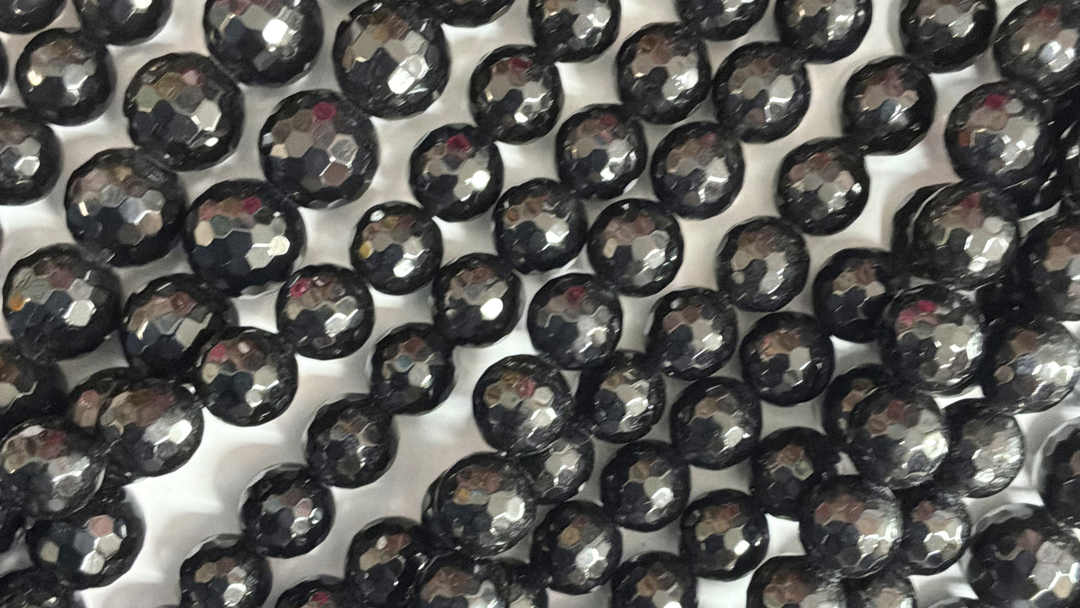 10mm  Semi-Precious Natural and Dyed Agate Round Faceted Beads