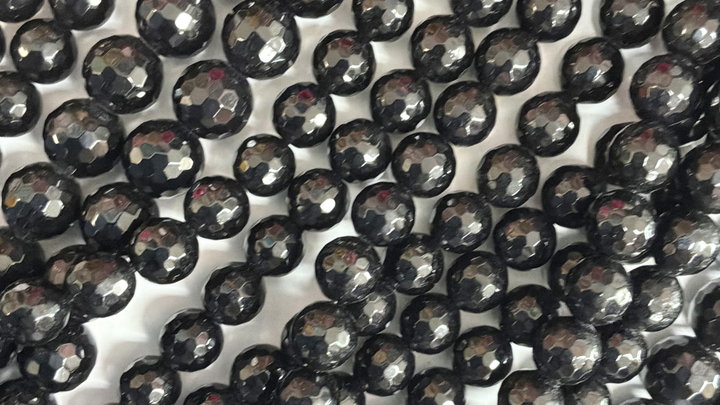 10mm  Semi-Precious Natural and Dyed Agate Round Faceted Beads