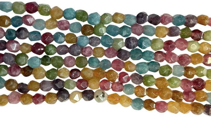 Semi-precious Natural Gemstones Star-cut Beads Strand