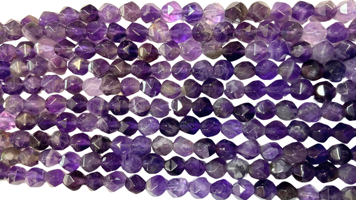 Semi-precious Natural Gemstones Star-cut Beads Strand