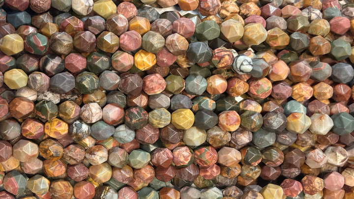 Semi-precious Natural Gemstones Star-cut Beads Strand