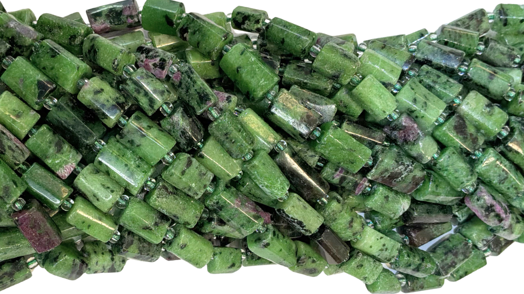 Ruby Zoisite Barrel Beads