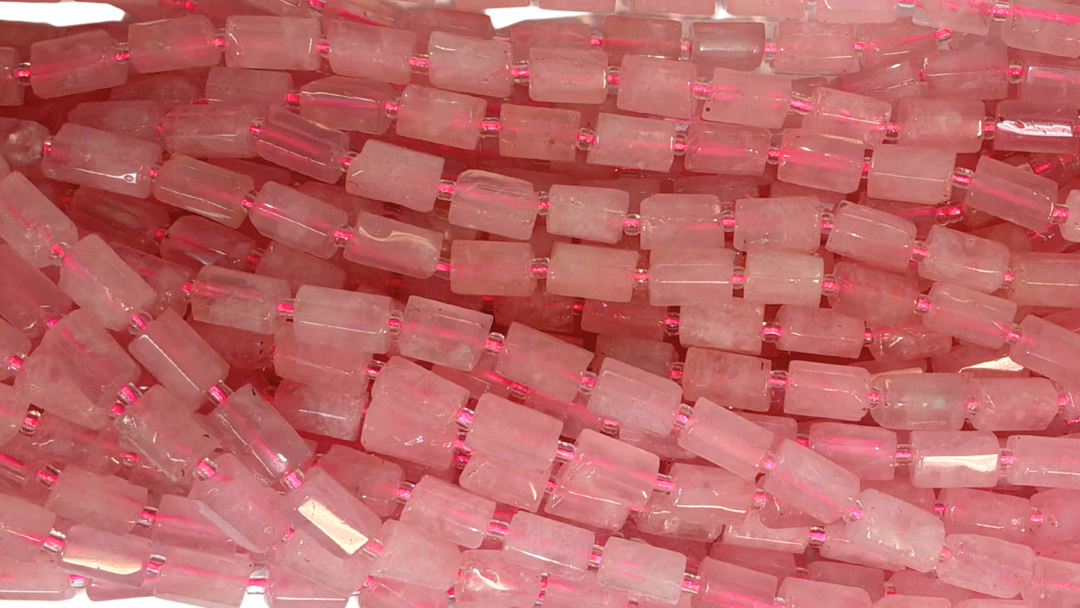 Rose Quartz Barrel Beads