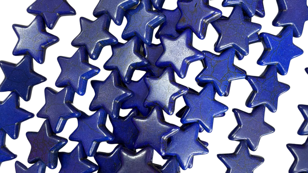 Compressed White / Turquoise Star Shaped Bead