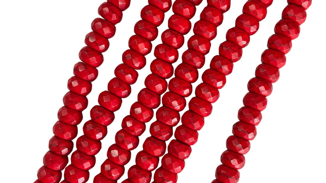 Faceted Red Turquoise Rondelle
