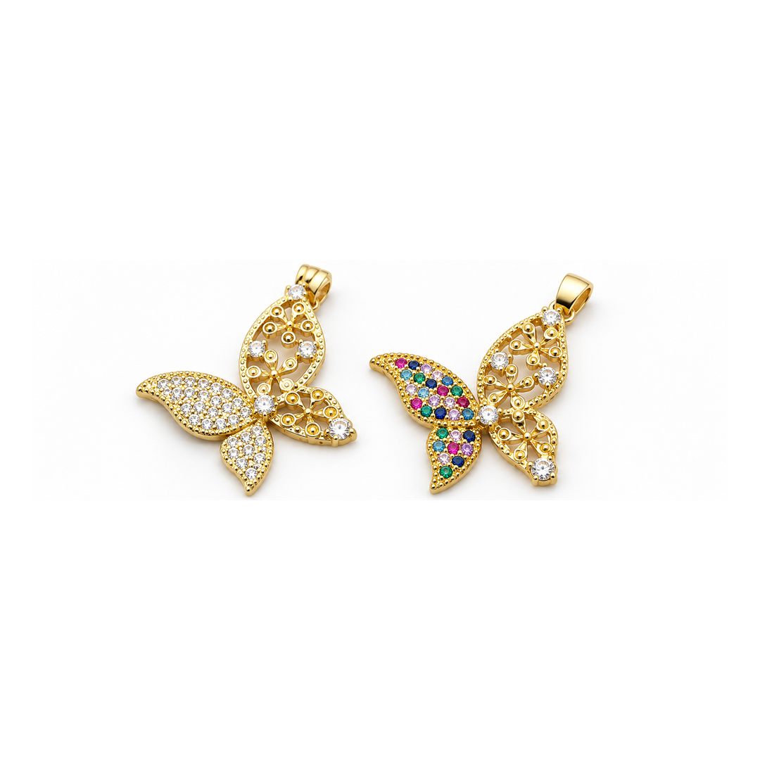 Micro Pave Zirconia Butterfly Pendant
