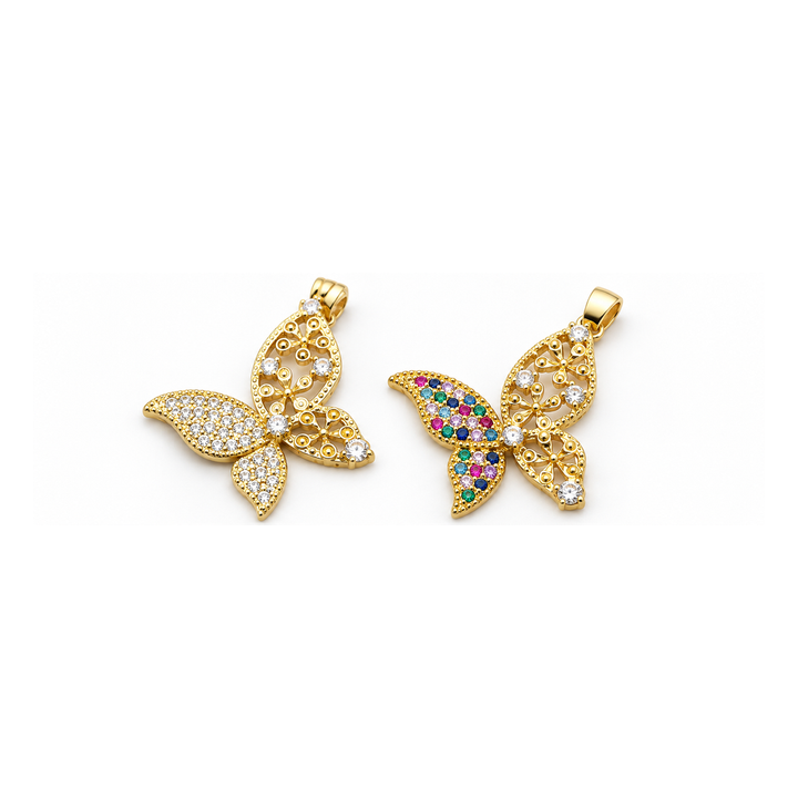 Micro Pave Zirconia Butterfly Pendant