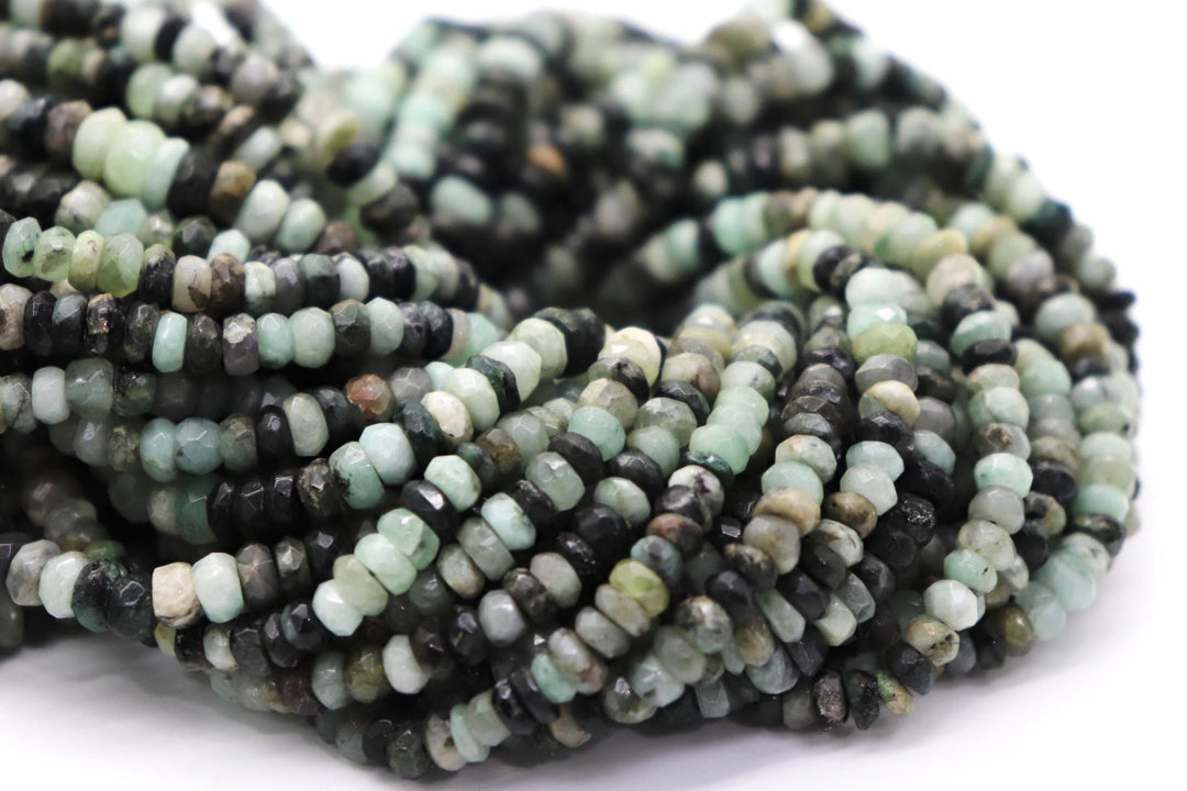 Natural Precious Stone Emerald Rondelle Faceted Beads 5mm