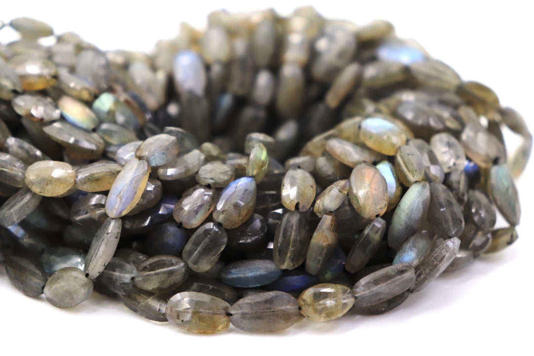 Natural Semi-precious Labradorite Oval Faceted 11mm Beads