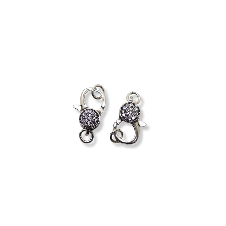 Pewter Micro Pave Round Lobster Clasp