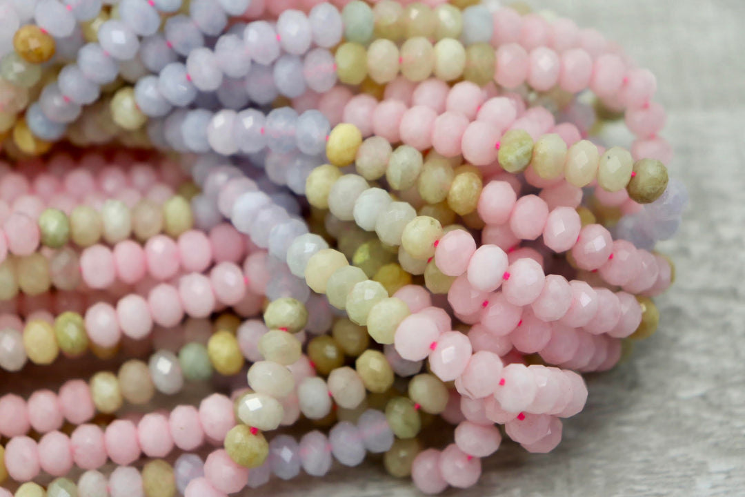 Natural Semi-Precious Morganite Rondelle Faceted 6mm Beads