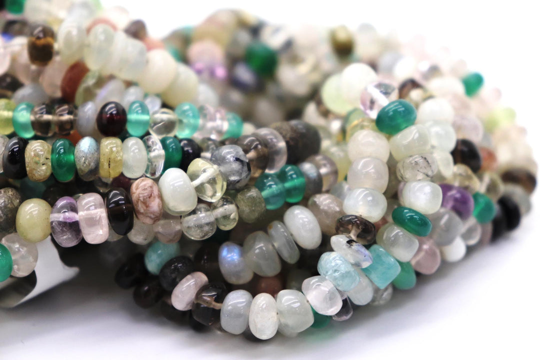 Natural Semi-precious Indian Mixed Rondelle 6mm Beads