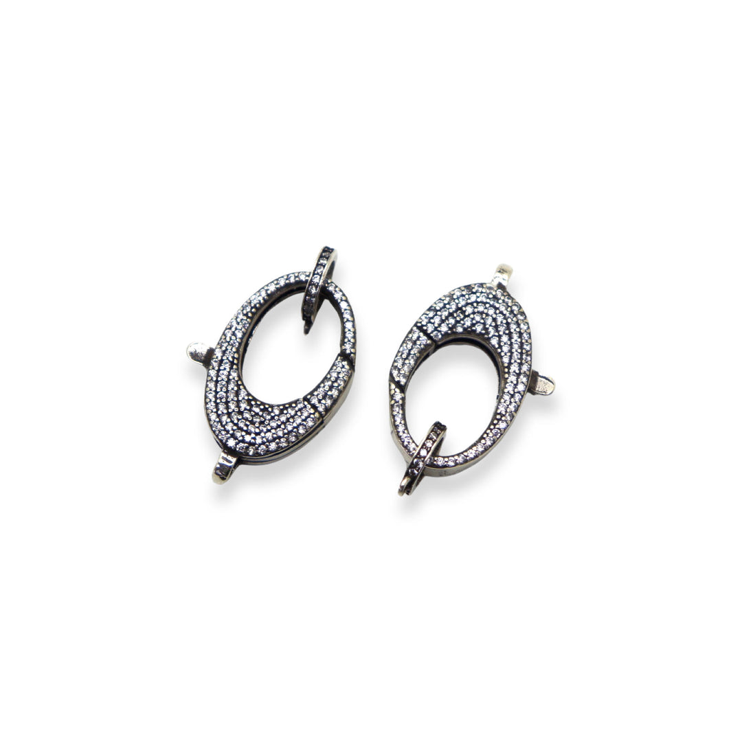 Pewter Micro Pave Chunky Oval Lobster Clasp 28mm