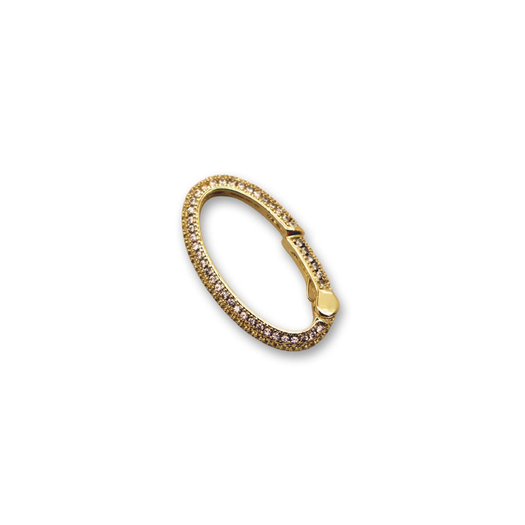 Gold Micro Pave Oval Spring Gate Rings