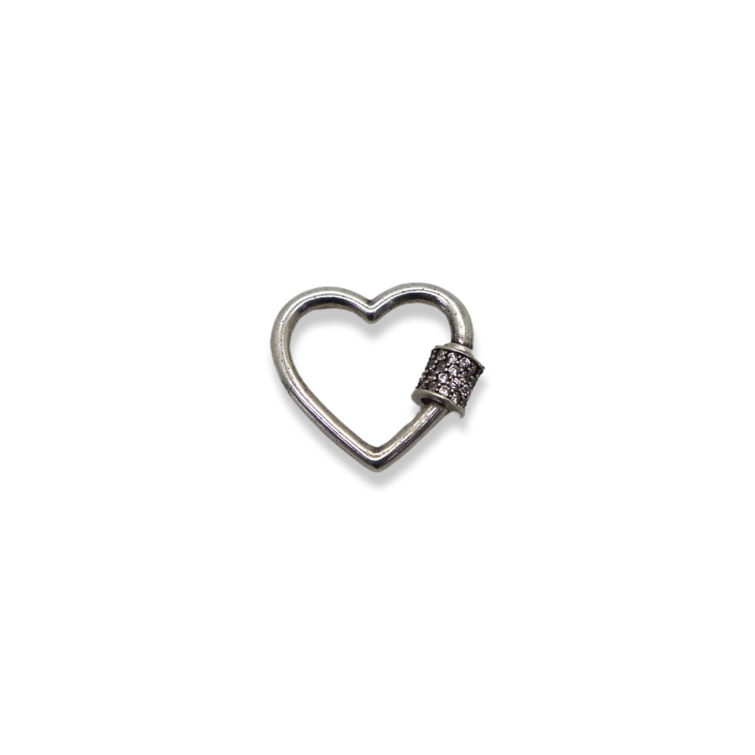 Silver Pewter Heart Shaped Screw Carabiner Lock Clasp