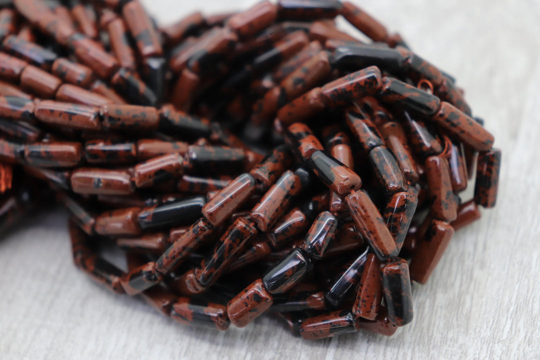 Natural Semi-precious Mohagani Jasper Plain Pipe Beads