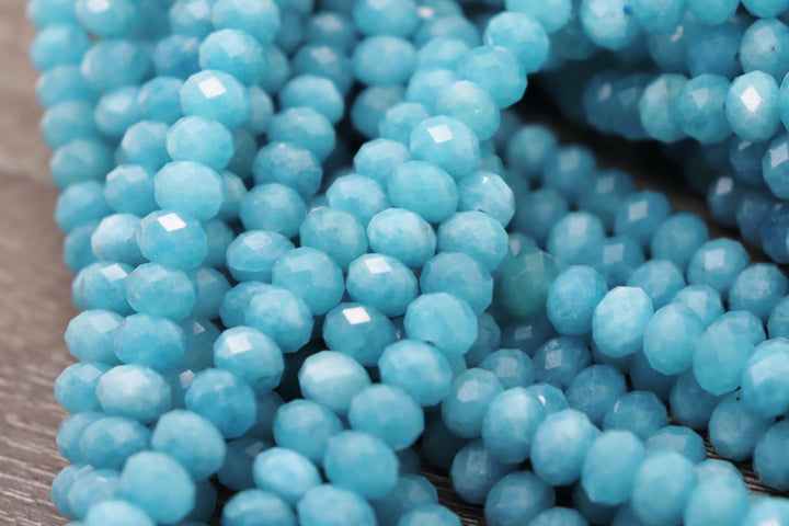 Natural Semi-Precious Peruvian Amazonite Rondelle Faceted 8mm Beads