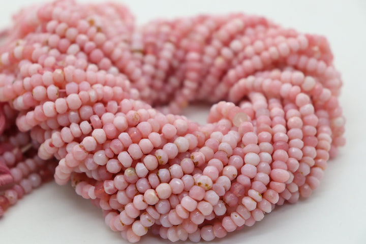 Natural Semi-precious Pink Peruvian/ Indian Opal Rondelle Faceted Beads