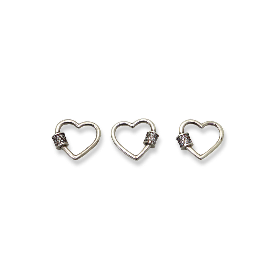 Silver Pewter Heart Shaped Screw Carabiner Lock Clasp