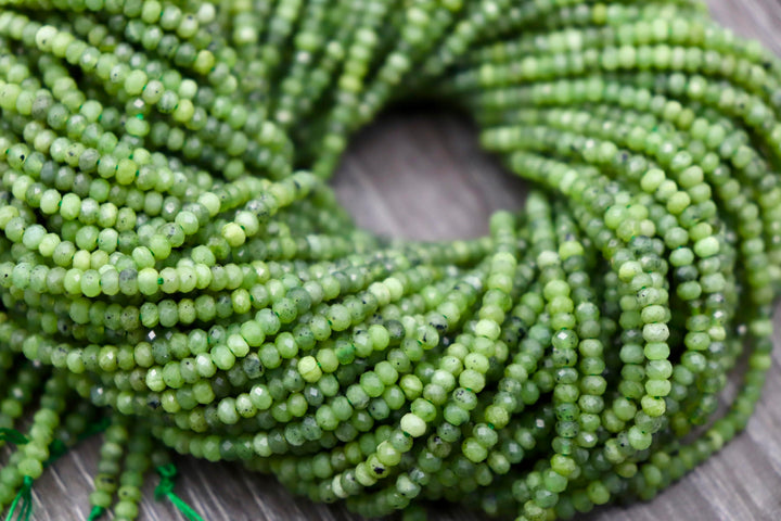 Natural Semi-precious Canadian Jade Micro Faceted Rondelle