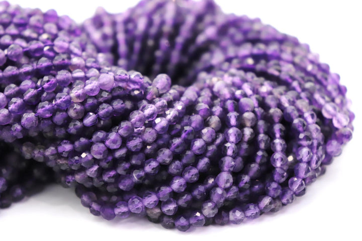 Natural Semi-precious Amethyst Round Faceted (3,4, and 4.5mm Beads)