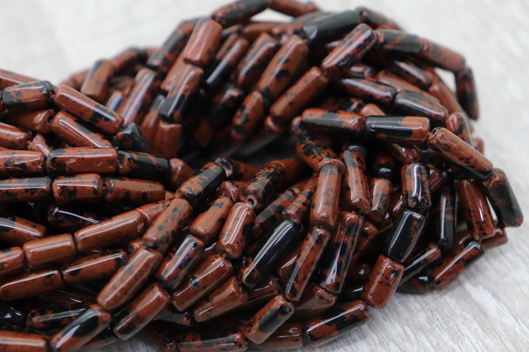 Natural Semi-precious Mohagani Jasper Plain Pipe Beads