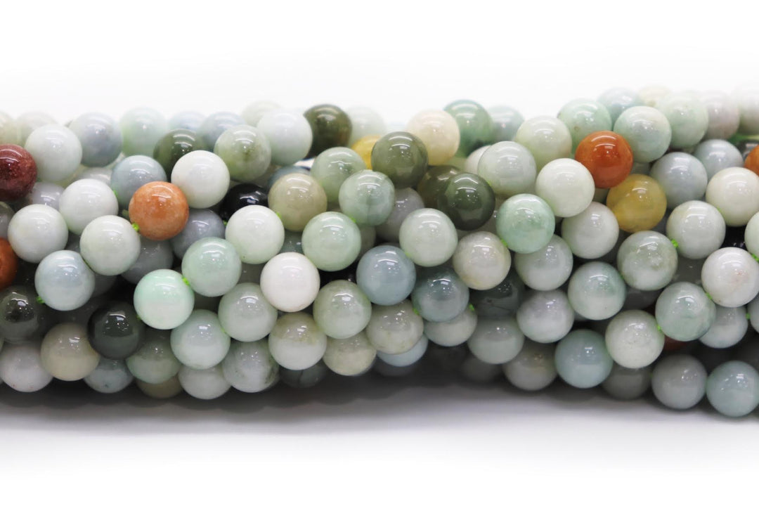 Natural Semi-precious Multi- Color Jade Round Smooth 8mm Beads