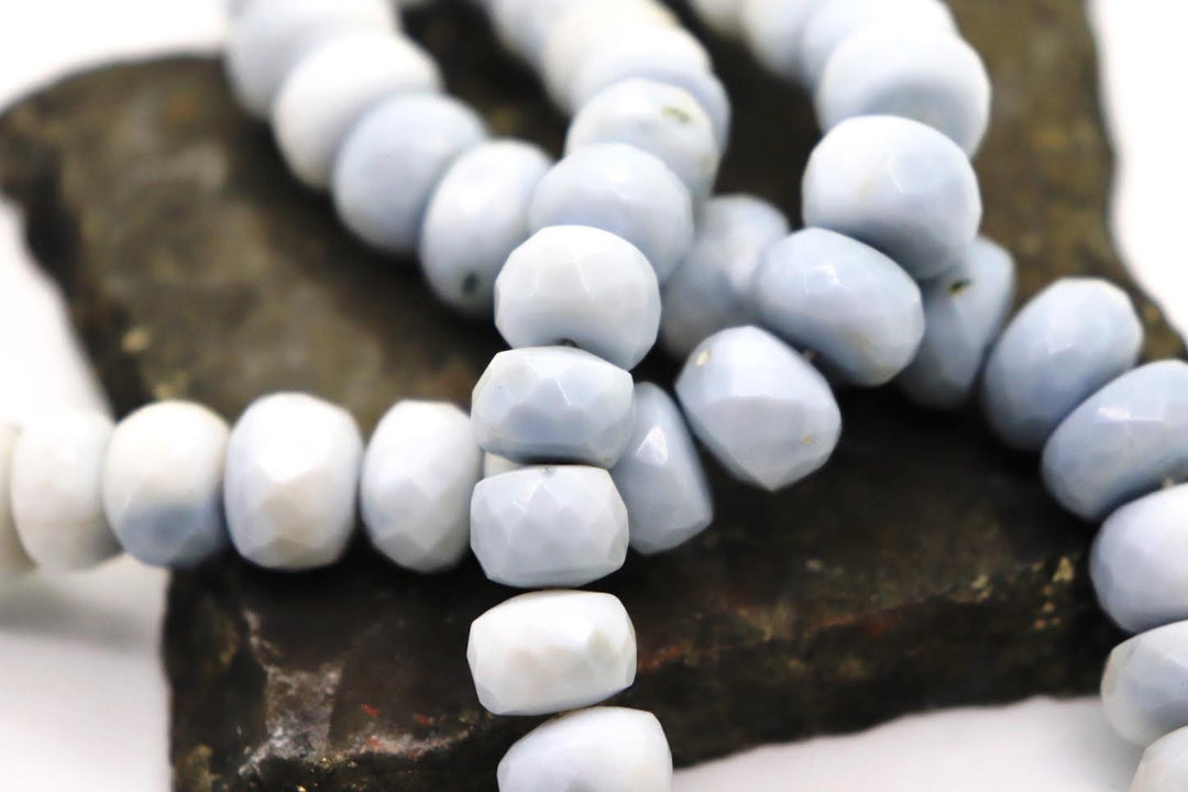 Natural Semi-precious Blue Opal Rondelle Faceted 10mm Beads