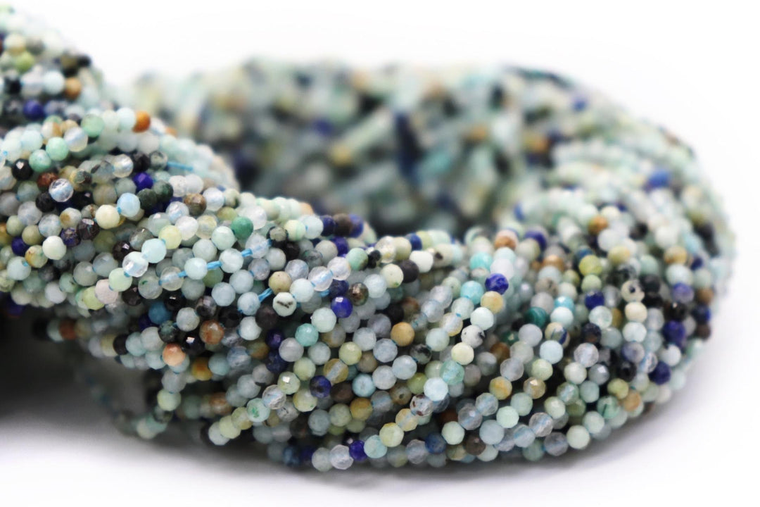 Natural Semi-Precious Amazonite Mixed Micro Faceted 2mm Beads