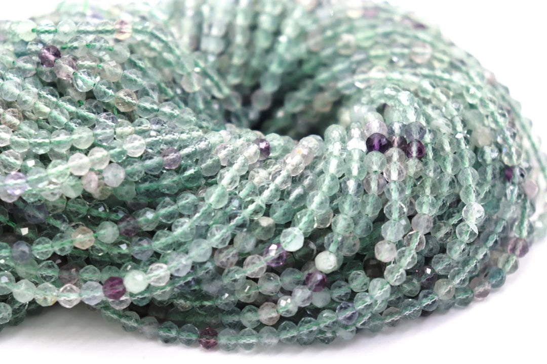 Natural Semi-Precious Fluorite Round Faceted (4mm and 6mm Beads)