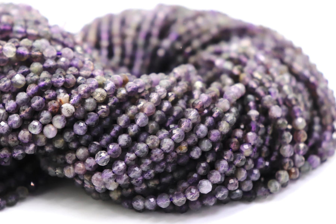 Natural Semi-precious Amethyst Round Faceted (3,4, and 4.5mm Beads)