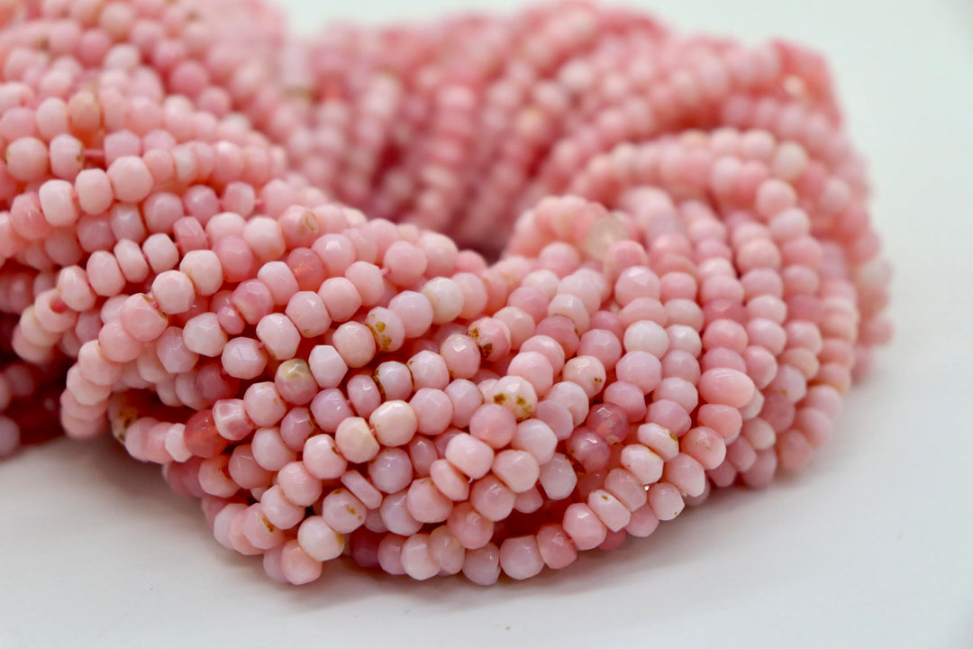 Natural Semi-precious Pink Peruvian/ Indian Opal Rondelle Faceted Beads