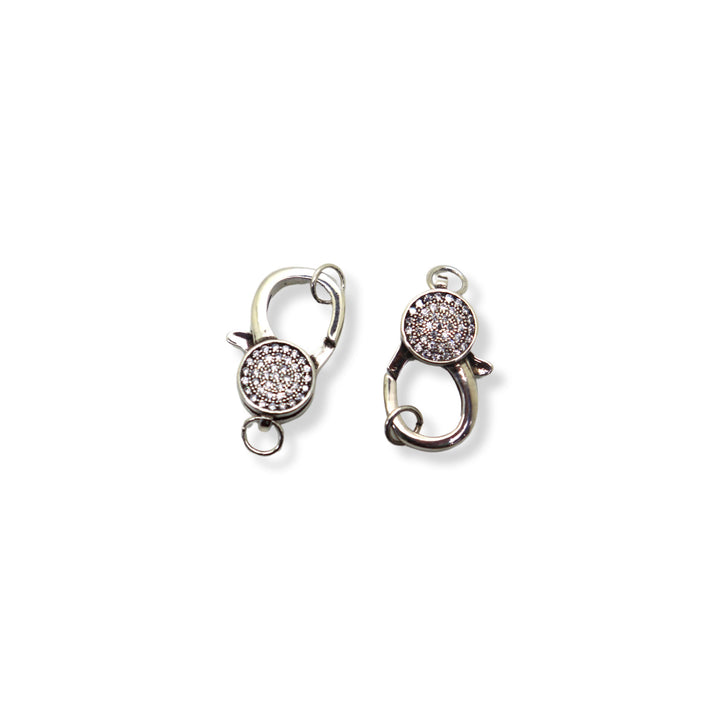 Pewter Micro Pave Round Lobster Clasp