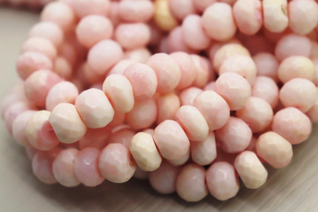 Natural Semi-precious Pink Peruvian/ Indian Opal Rondelle Faceted Beads