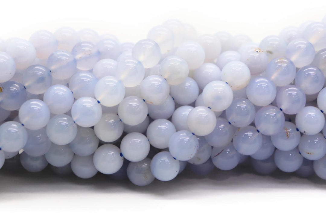 Natural Semi-precious Blue Chalcedony Round Smooth 8mm Beads