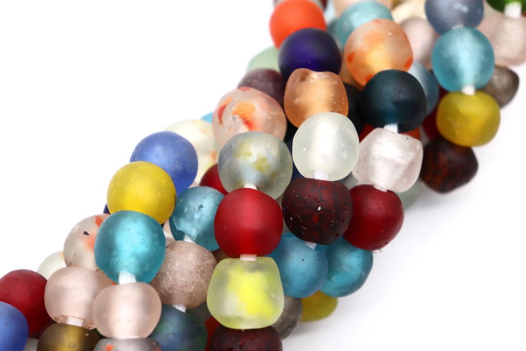 African Sea Glass Beads 14mm