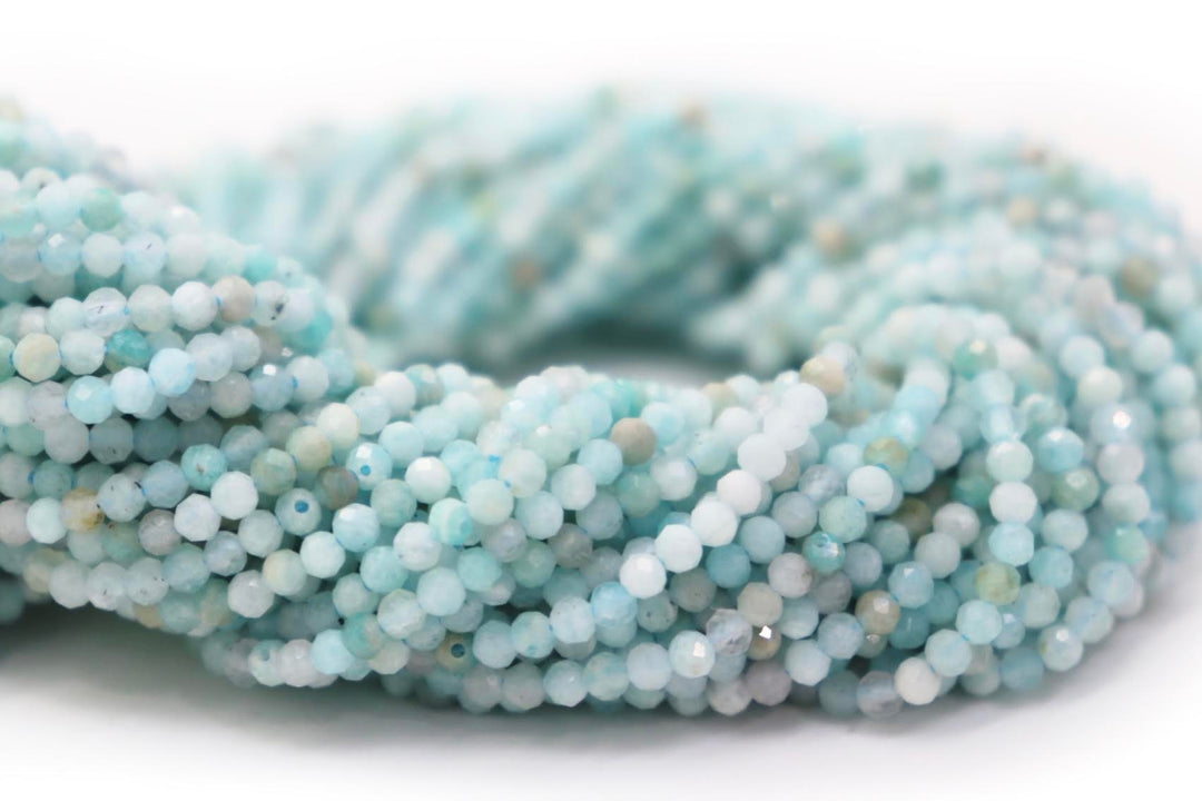 Natural Semi-Precious Amazonite Micro Faceted 2.5mm Beads