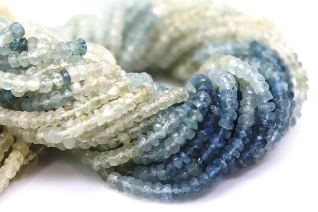 Natural Semi-Precious Aquamarine Rondelle Faceted 4mm Beads