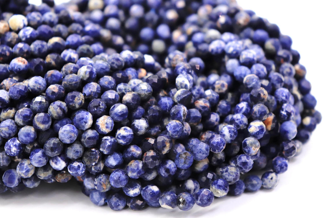 Natural Semi-Precious Brazilian Orange Sodalite Round Faceted 3.5mm Beads