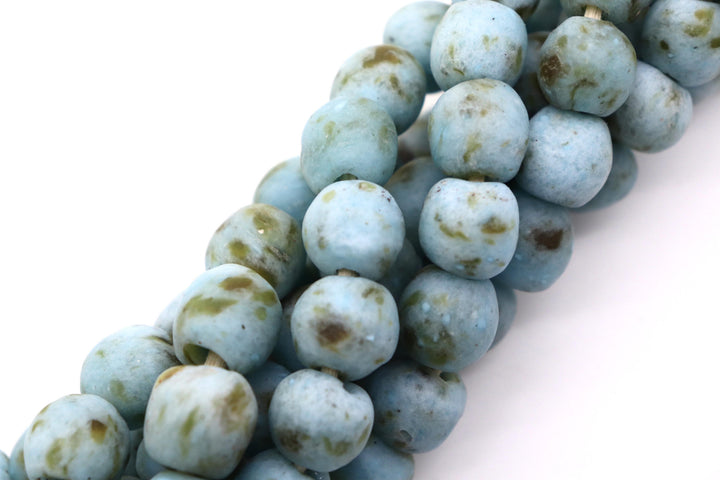 African Recycled Glass Irregular Round 14mm Beads