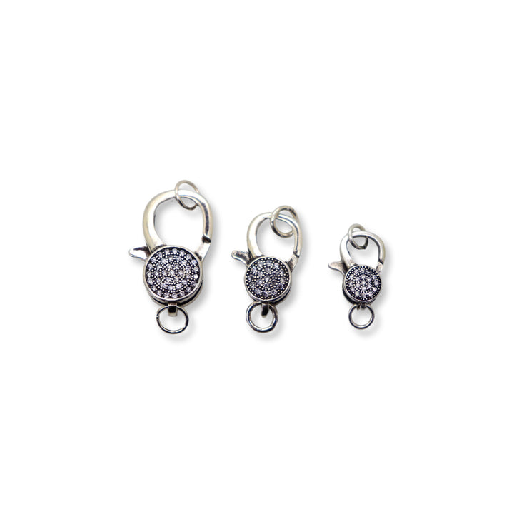 Pewter Micro Pave Round Lobster Clasp